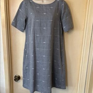 Eileen Fisher Grey Mini Shift Dress with Subtle Pattern size XS